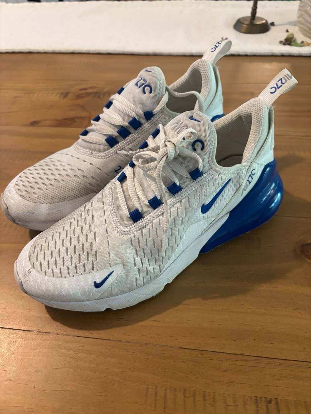 Nike Air Max 270 GS White Game Royal Sneakers 943345-118 Size 7Y